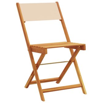 Tuinstoelen 4 st inklapbaar stof en massief hout beige 3