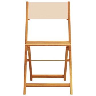 Tuinstoelen 4 st inklapbaar stof en massief hout beige 4