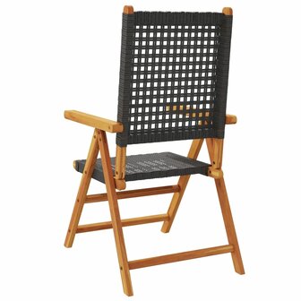 Tuinstoelen 2 st massief acaciahout en poly rattan zwart 7