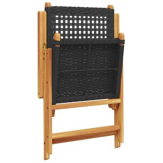 Tuinstoelen 2 st massief acaciahout en poly rattan zwart 8