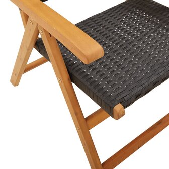 Tuinstoelen 2 st massief acaciahout en poly rattan zwart 10