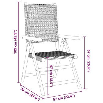 Tuinstoelen 2 st massief acaciahout en poly rattan zwart 11