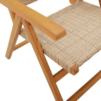 Tuinstoelen 2 st massief acaciahout en poly rattan beige 10