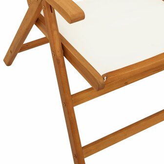 Tuinstoelen 2 st inklapbaar acaciahout en stof cr&egrave;mewit 10