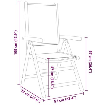 Tuinstoelen 2 st inklapbaar acaciahout en stof cr&egrave;mewit 11