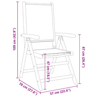 Tuinstoelen 2 st inklapbaar acaciahout en stof antracietkleurig 11