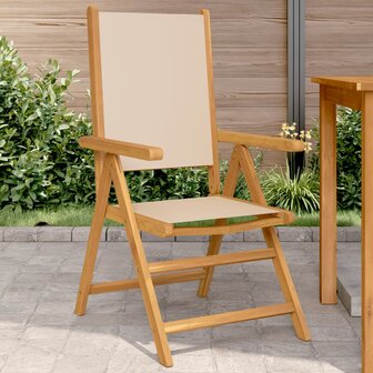 Tuinstoelen 2 st massief acaciahout en stof beige 1