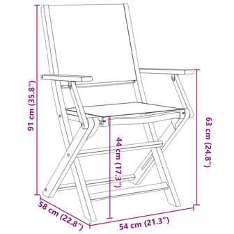 Tuinstoelen 2 st massief acaciahout en stof taupe 11