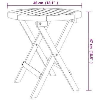 Tuintafel inklapbaar &Oslash; 46 cm massief acaciahout wit 6