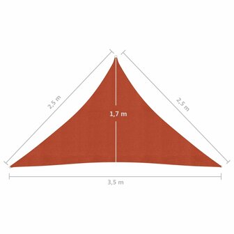 Zonnezeil 160 g/m&sup2; 2,5x2,5x3,5 m HDPE terracottakleurig 6