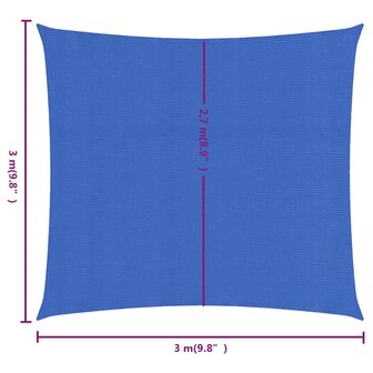 Zonnezeil 160 g/m&sup2; vierkant 3x3 m HDPE blauw 6