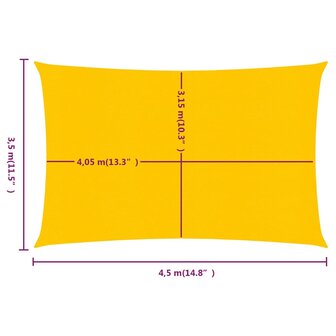 Zonnezeil 160 g/m&sup2; rechthoekig 3,5x4,5 m HDPE geel 6