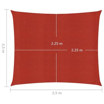 Zonnezeil 160 g/m&sup2; 2,5x2,5 m HDPE rood 6