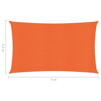 Zonnezeil 160 g/m&sup2; 2,5x5 m HDPE oranje 6