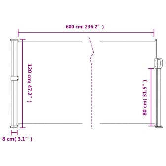 Windscherm uittrekbaar 120x600 cm wit 10