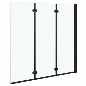 Douchewand inklapbaar 3 panelen 130x138 cm ESG zwart 3