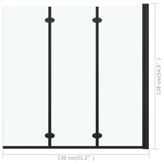 Douchewand inklapbaar 3 panelen 130x138 cm ESG zwart 7