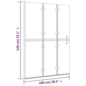 Douchewand inklapbaar 100x140 cm ESG wit 7