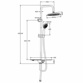 SCH&Uuml;TTE Regendoucheset met plateau AQUASTAR wit en chroomkleurig 3