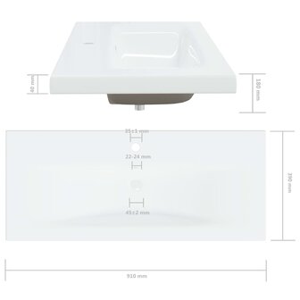 Inbouwwastafel met kraan 91x39x18 cm keramiek wit 12