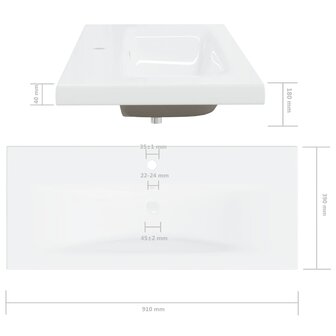 Inbouwwastafel met kraan 101x39x18 cm keramiek wit 12