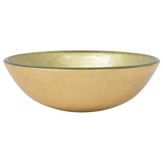 Wasbak gehard glas 42 cm goud 2