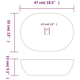 Opzetwasbak ovaal 47x33x13 cm keramiek zwart en grijs 8