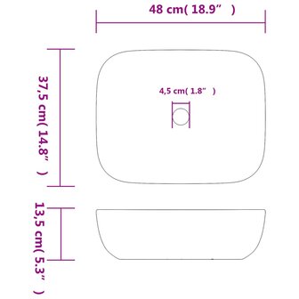 Opzetwasbak rechthoekig 48x37,5x13,5 cm keramiek zwart 8