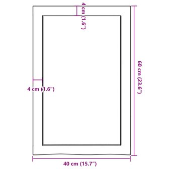 Wastafelblad 40x60x(2-6) cm onbehandeld massief hout 9