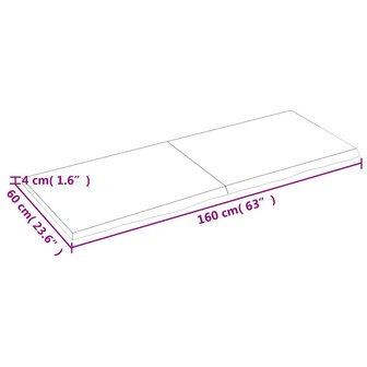 Wastafelblad 160x60x(2-4) cm onbehandeld massief hout 9