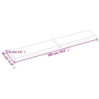 Wastafelblad 180x30x(2-6) cm onbehandeld massief hout 9