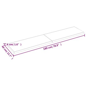 Wastafelblad 180x40x(2-4) cm onbehandeld massief hout 6