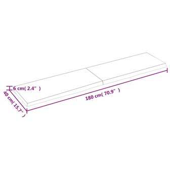 Wastafelblad 180x40x(2-6) cm onbehandeld massief hout 9