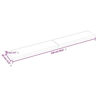 Wastafelblad 220x30x(2-6) cm onbehandeld massief hout 9