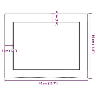 Wastafelblad 40x30x(2-4) cm behandeld massief hout lichtbruin 9