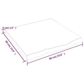 Wastafelblad 60x60x(2-4) cm behandeld massief hout lichtbruin 8