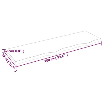 Wastafelblad 100x30x2 cm behandeld massief hout lichtbruin 6