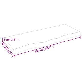 Wastafelblad 100x40x(2-6) cm behandeld massief hout lichtbruin 8