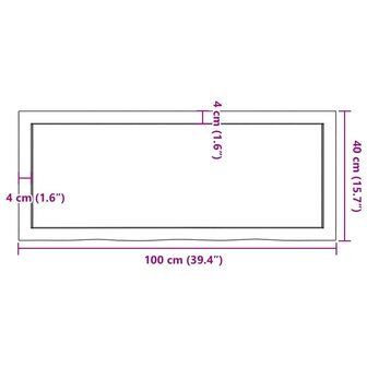 Wastafelblad 100x40x(2-6) cm behandeld massief hout lichtbruin 9