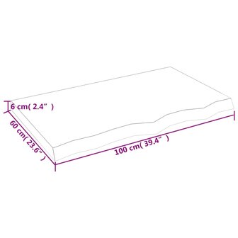 Wastafelblad 100x60x(2-6) cm behandeld massief hout lichtbruin 8