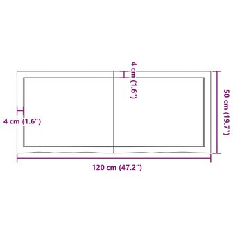 Wastafelblad 120x50x(2-4) cm behandeld massief hout lichtbruin 10