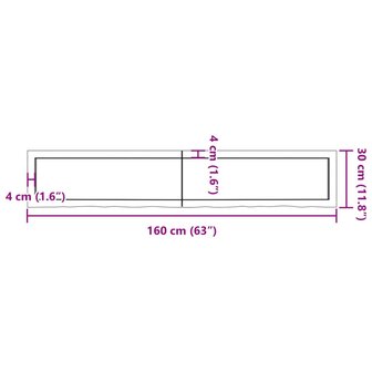 Wastafelblad 160x30x(2-6) cm behandeld massief hout lichtbruin 10