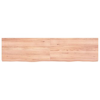 Wastafelblad 160x40x(2-6) cm behandeld massief hout lichtbruin 3