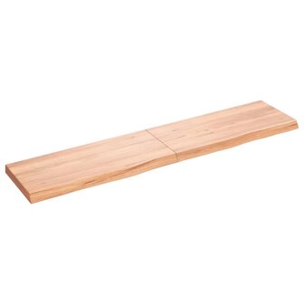 Wastafelblad 180x40x(2-6) cm behandeld massief hout lichtbruin 2