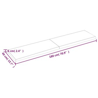 Wastafelblad 180x40x(2-6) cm behandeld massief hout lichtbruin 9