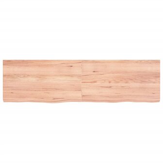 Wastafelblad 180x50x(2-6) cm behandeld massief hout lichtbruin 3