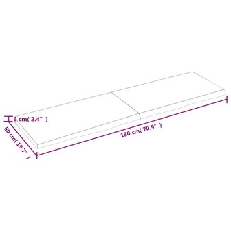 Wastafelblad 180x50x(2-6) cm behandeld massief hout lichtbruin 6