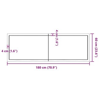 Wastafelblad 180x60x(2-6) cm behandeld massief hout lichtbruin 10