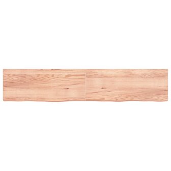 Wastafelblad 200x40x(2-6) cm behandeld massief hout lichtbruin 3