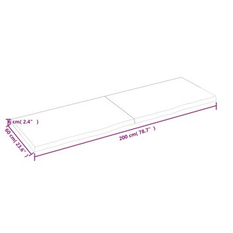 Wastafelblad 200x60x(2-6) cm behandeld massief hout lichtbruin 9